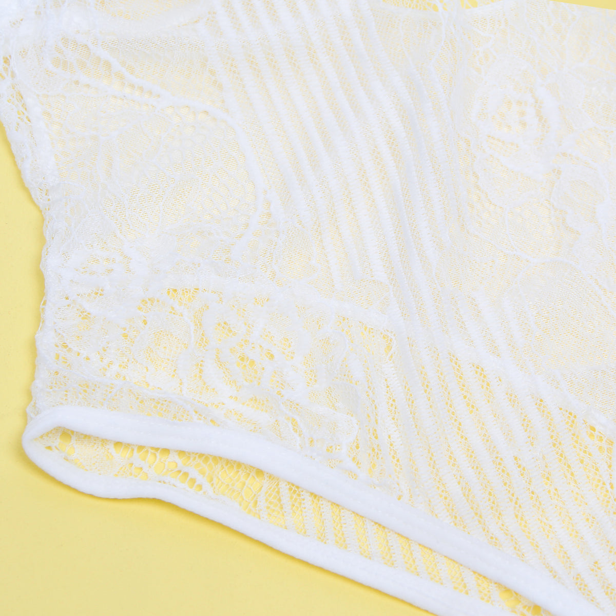 Sexy Lace Push Up Open Crotch Bodysuit White