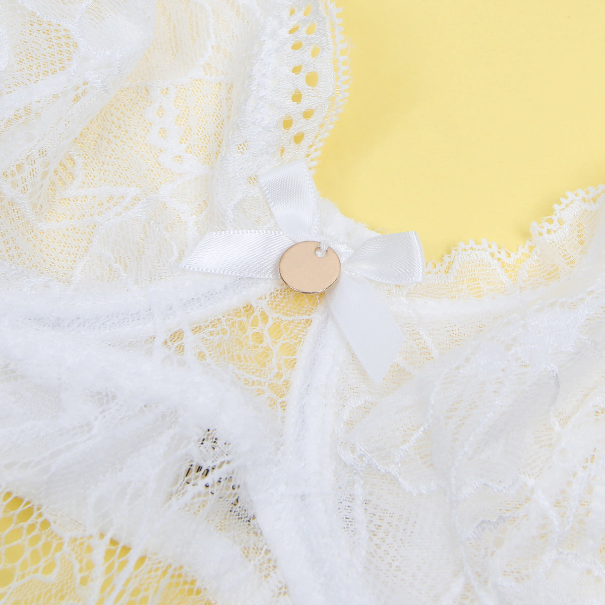 Sexy Lace Push Up Open Crotch Bodysuit White