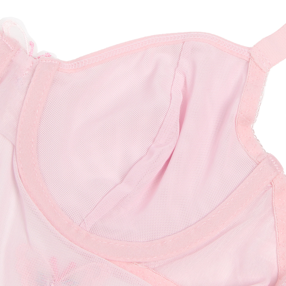 Pink Sexy See Through Mesh Butterfly Backless Long Lingerie Dress